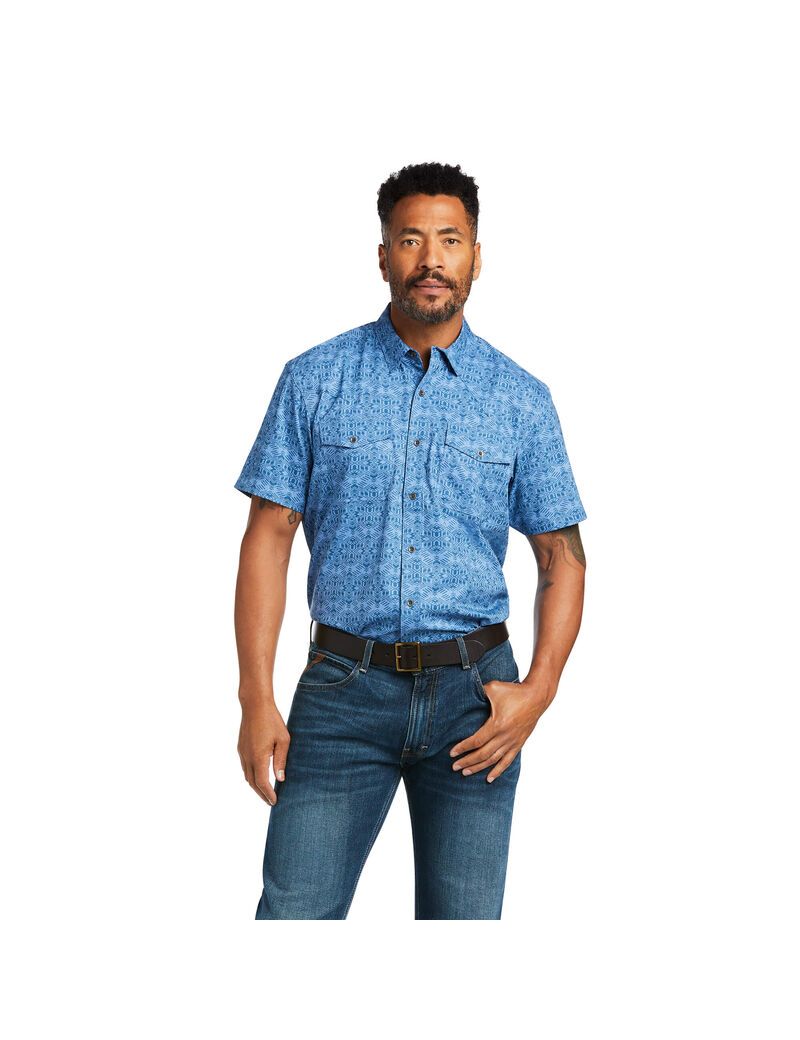 Ariat VentTEK Western Fitted Shirt Blue Southwest Print | CTZWHF-573