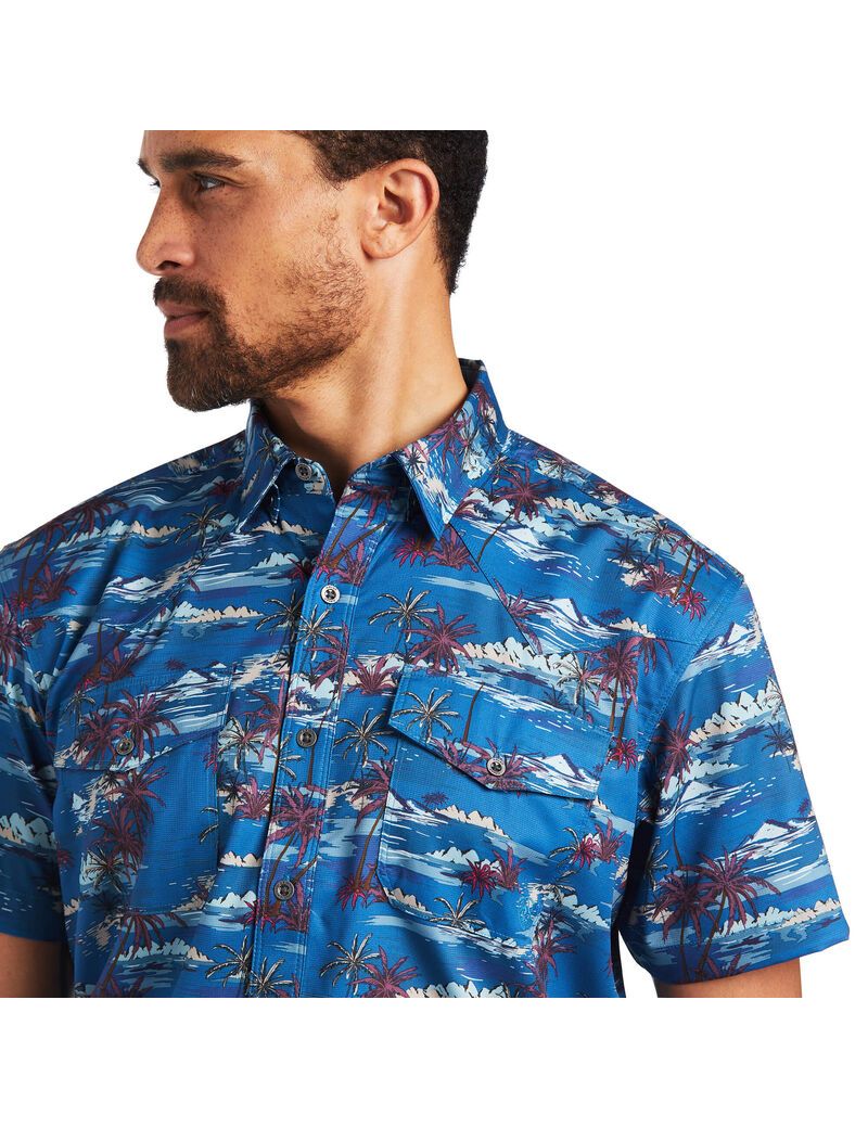 Ariat VentTEK Western Fitted Shirt Island Print | INOFVY-529