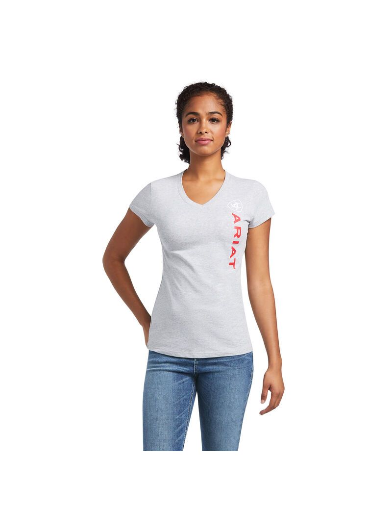 Ariat Vertical Logo T-Shirt Heather Grey | DXLANO-539