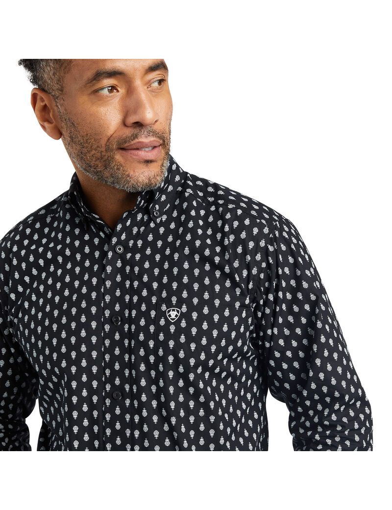 Ariat Washington Fitted Shirt Black | YFVMQG-417