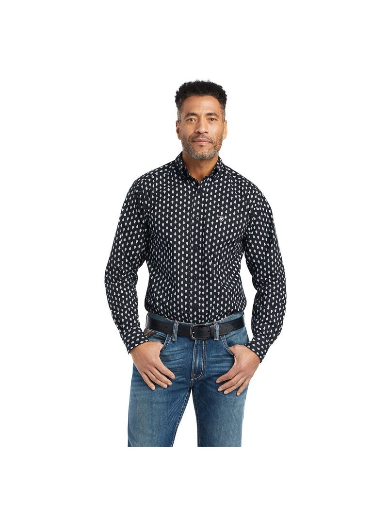 Ariat Washington Fitted Shirt Black | YFVMQG-417