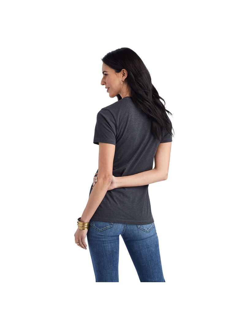 Ariat Wheat Script Tee Charcoal Heather | CLDWXY-306