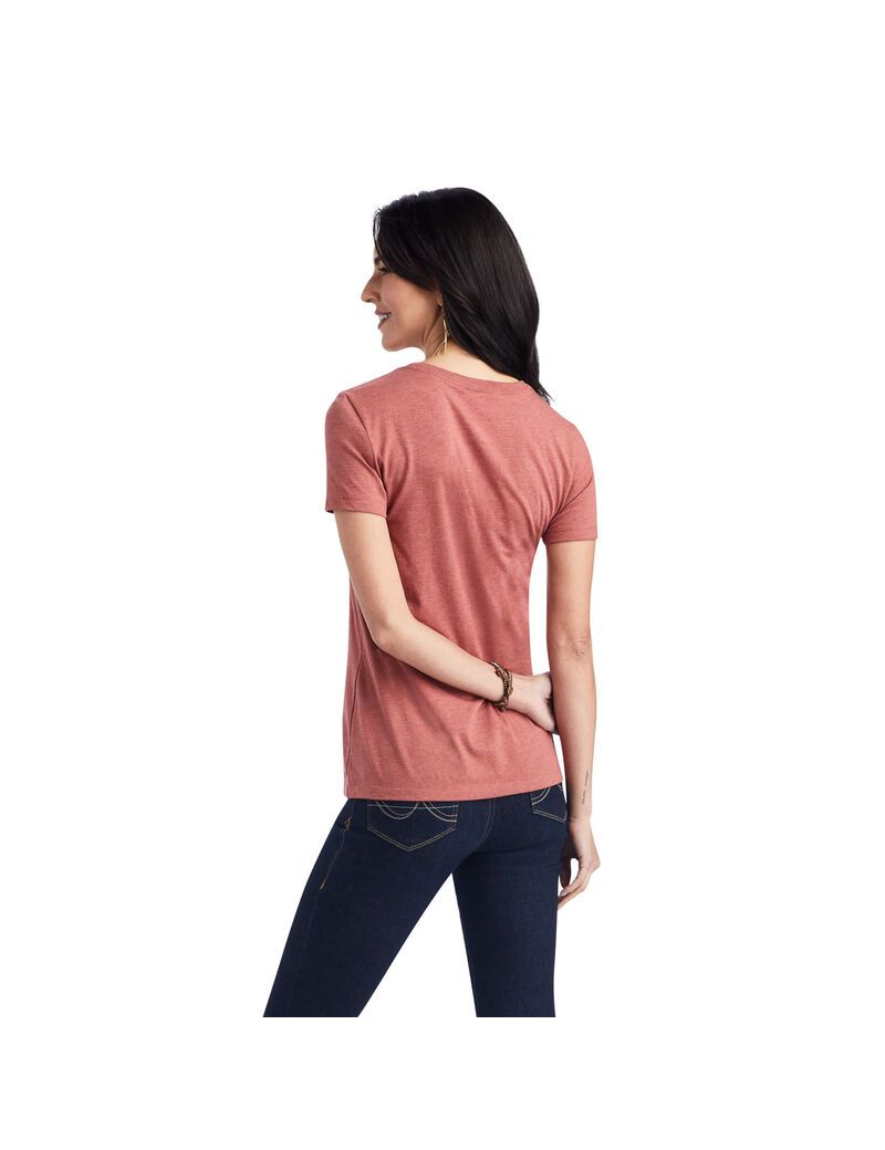 Ariat Wheat Script Tee Red Clay Heather | WSVEKX-509