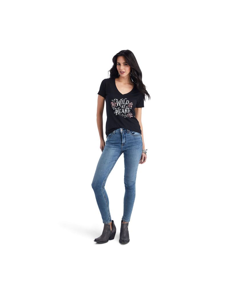 Ariat Wild Heart Tee Black Heather | JTCWQL-842