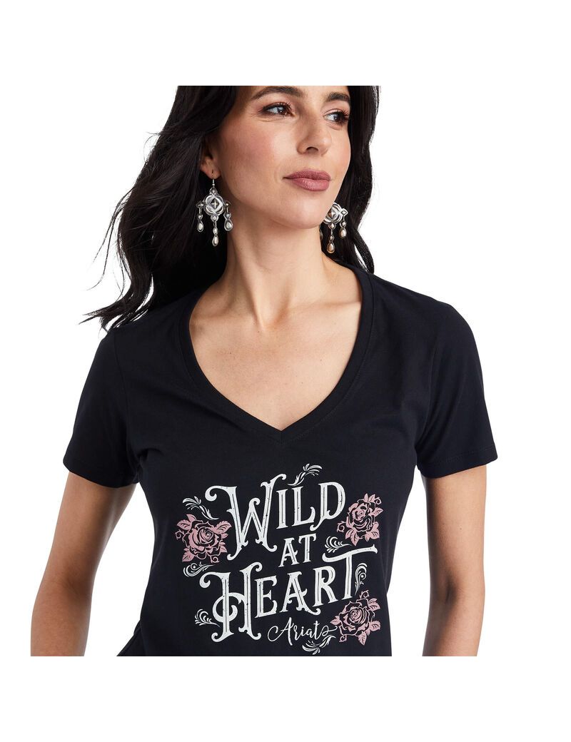 Ariat Wild Heart Tee Black Heather | JTCWQL-842