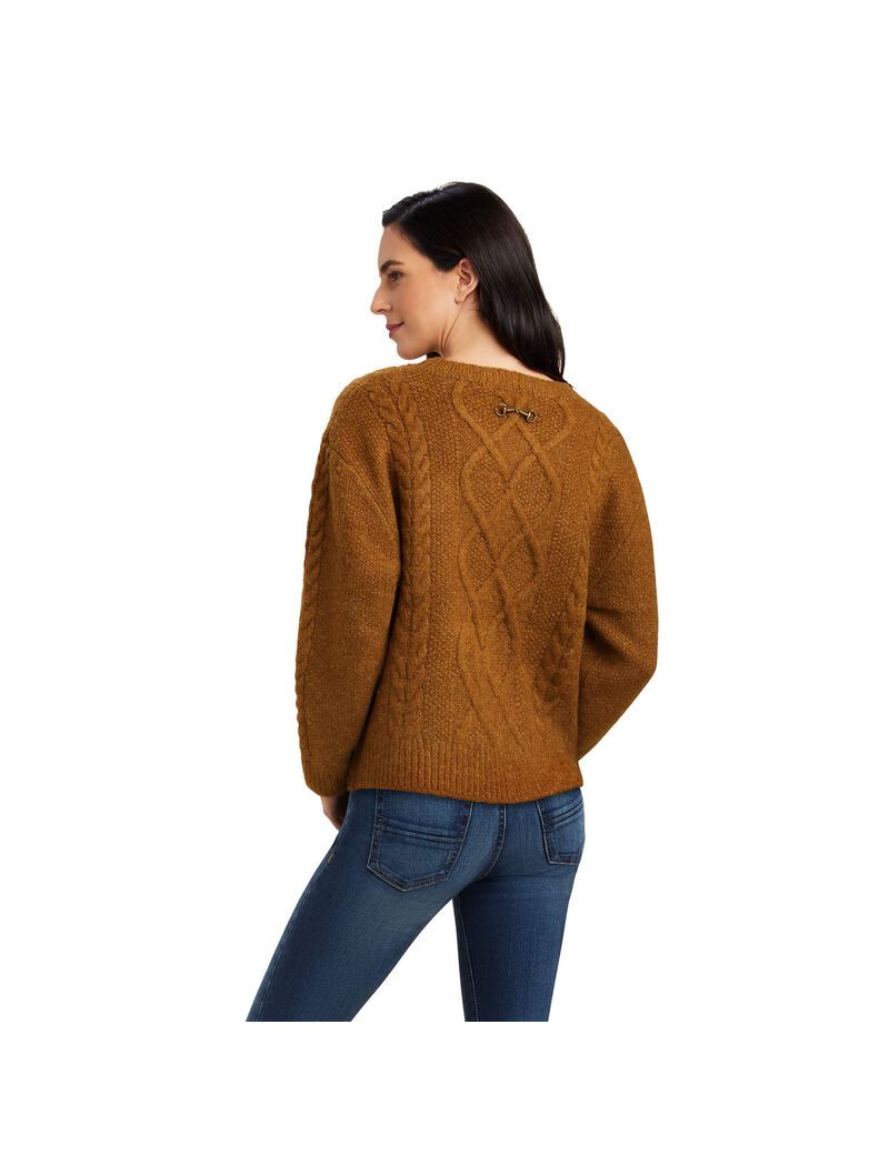 Ariat Winter Quarter Sweater Chestnut | EQIGYK-638