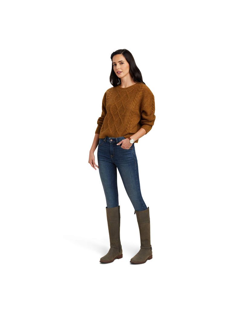 Ariat Winter Quarter Sweater Chestnut | EQIGYK-638