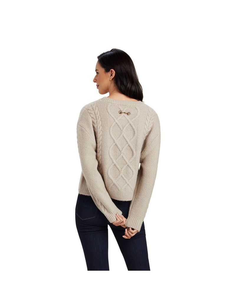 Ariat Winter Quarter Sweater Oatmeal Heather | QSLIZB-582