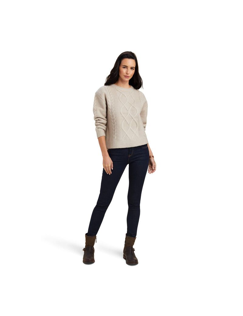 Ariat Winter Quarter Sweater Oatmeal Heather | QSLIZB-582