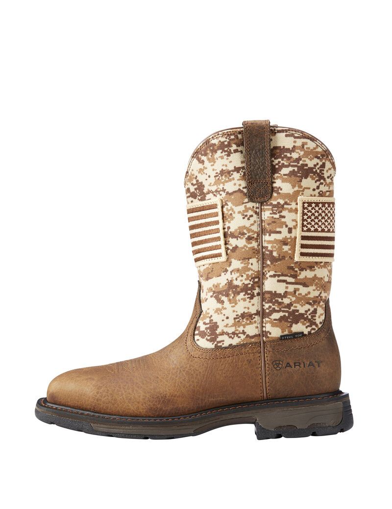 Ariat WorkHog Patriot Steel Toe Work Boot Earth/ Sand Camo | PYJVRO-132