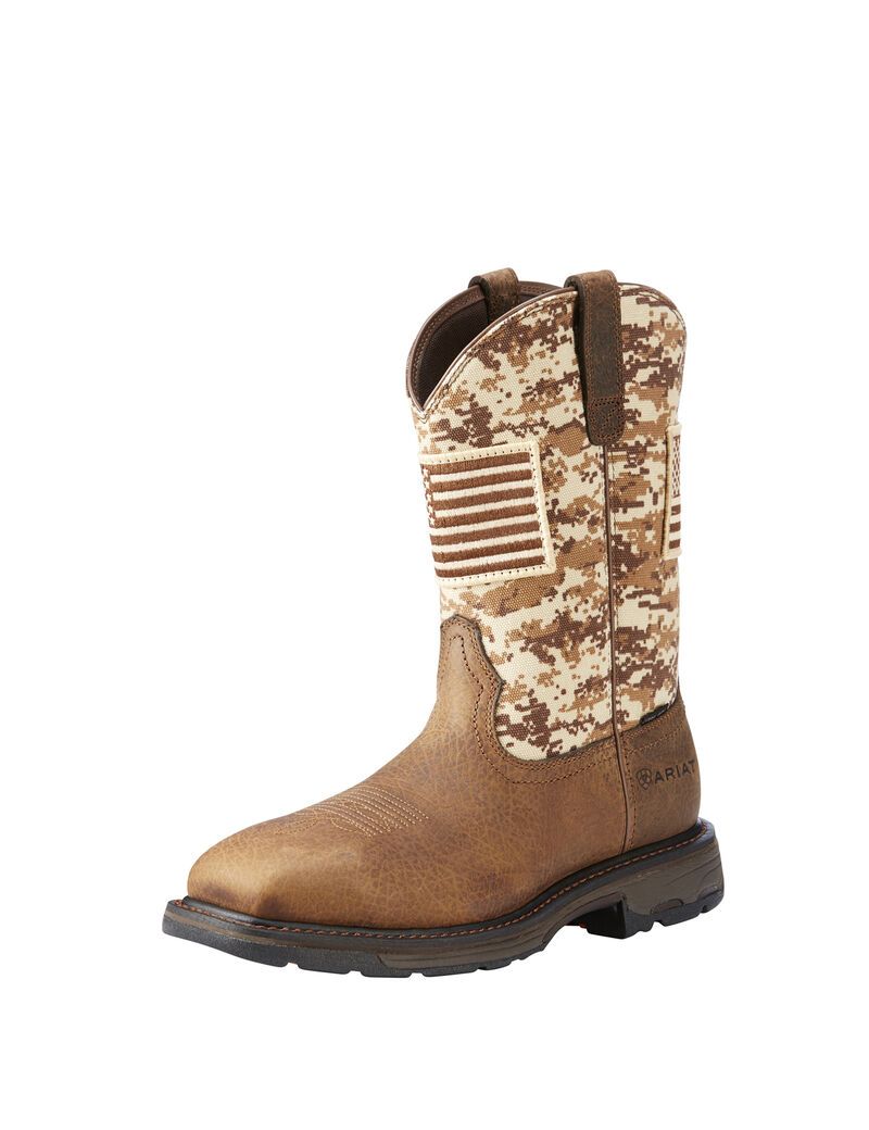 Ariat WorkHog Patriot Steel Toe Work Boot Earth/ Sand Camo | PYJVRO-132