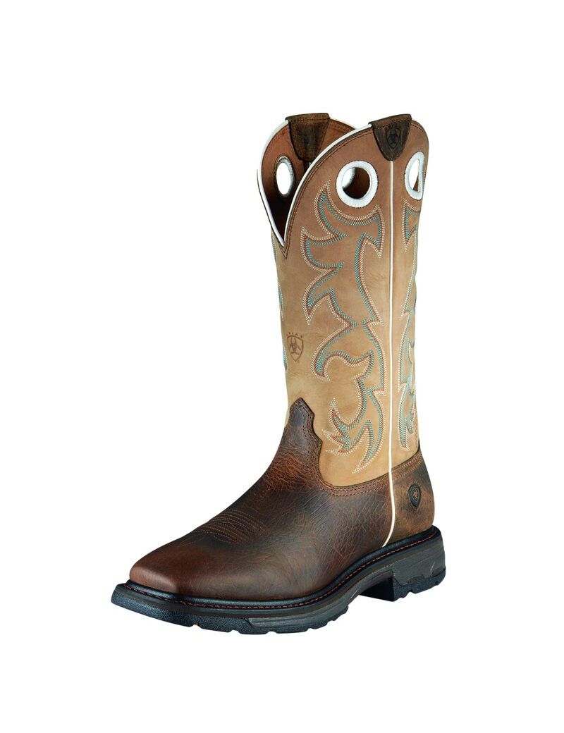 Ariat WorkHog Wide Square Toe Tall Steel Toe Work Boot Earth | WFYSQH-418