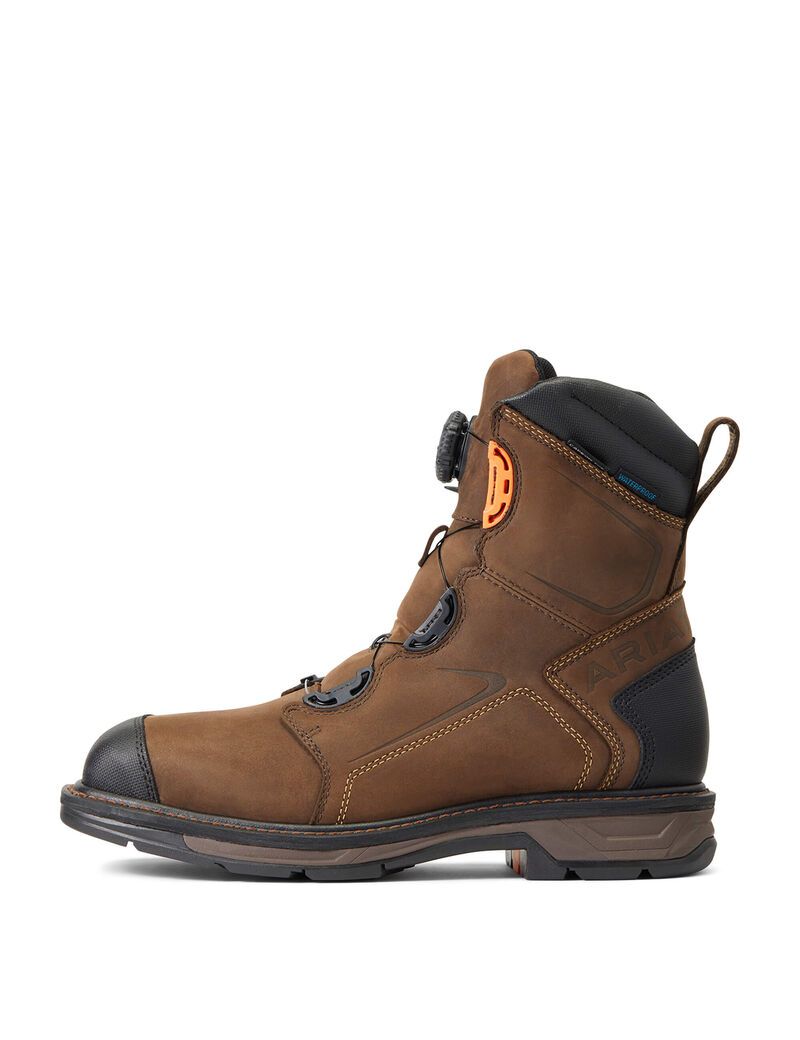 Ariat WorkHog XT 8' BOA Waterproof Carbon Toe Work Boot Chocolate Brown | RYJLIF-790