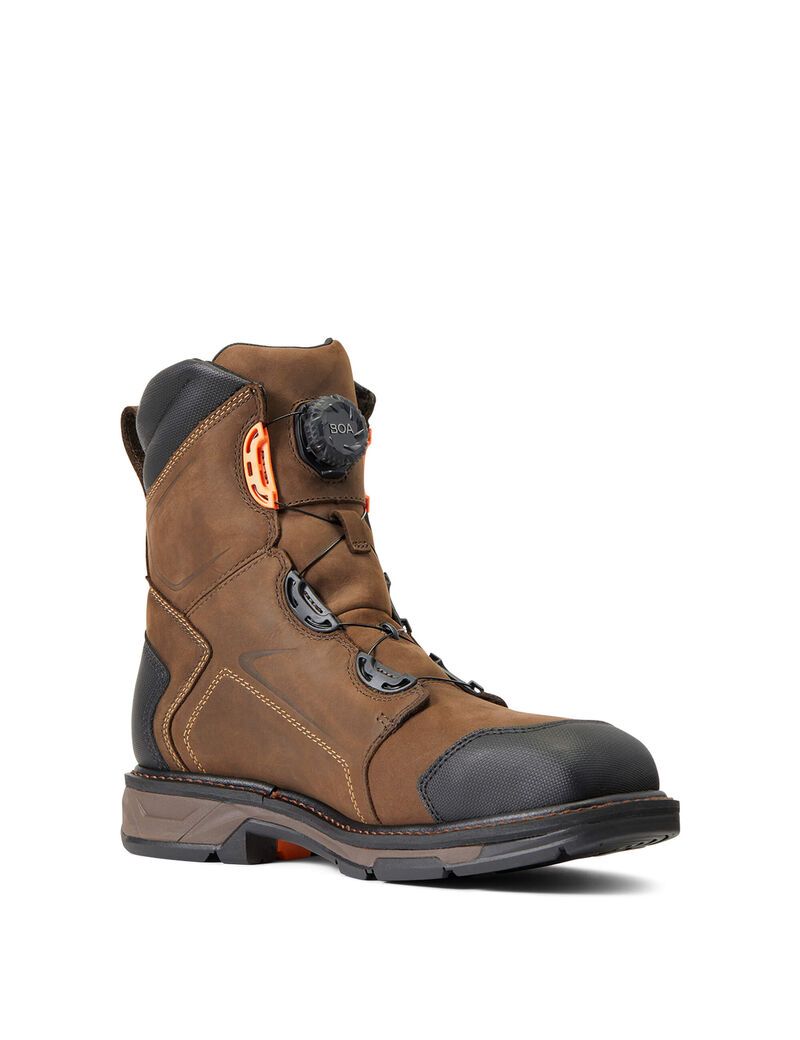 Ariat WorkHog XT 8' BOA Waterproof Carbon Toe Work Boot Chocolate Brown | RYJLIF-790