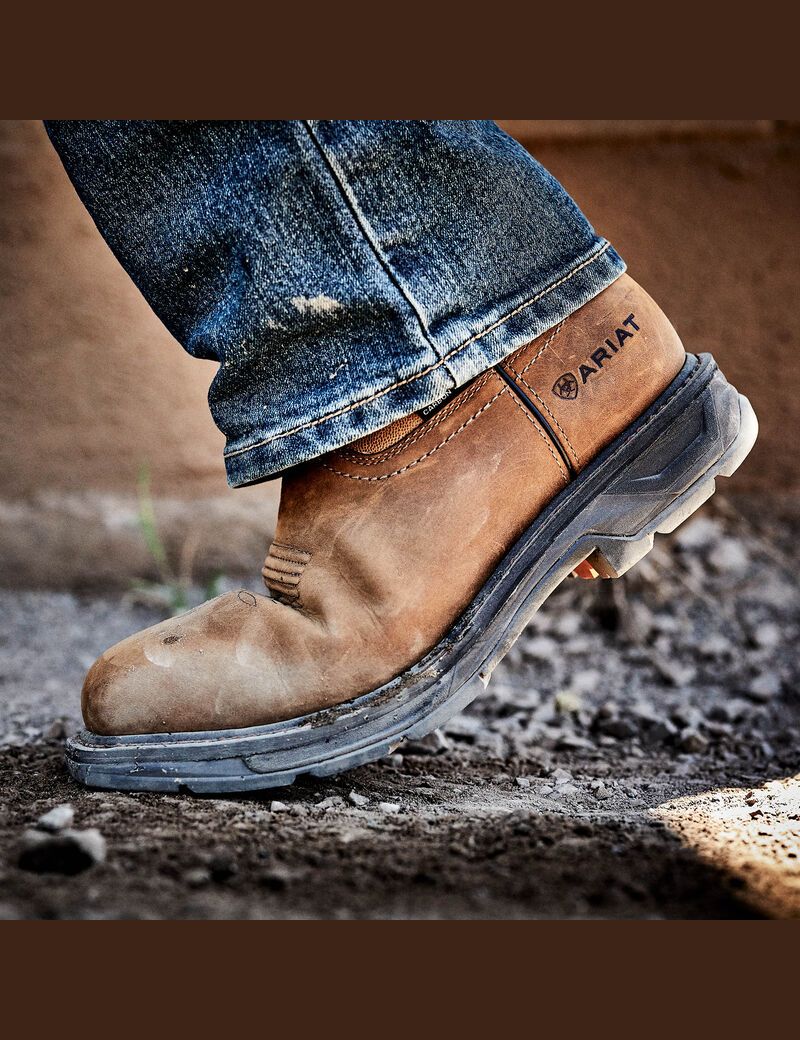 Ariat WorkHog XT Waterproof Carbon Toe Work Boot Distressed Brown | BMGESO-471