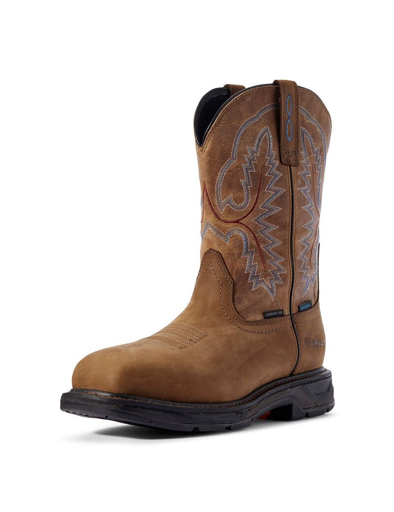 Ariat WorkHog XT Waterproof Carbon Toe Work Boot Distressed Brown | BMGESO-471