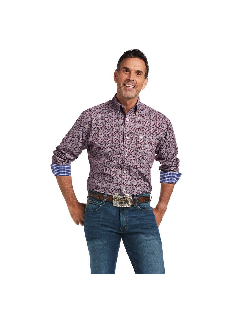 Ariat Wrinkle Free Castiel Classic Fit Shirt Scooter | HDBNZY-760