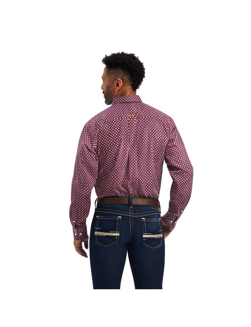 Ariat Wrinkle Free Deklan Classic Fit Shirt Pickled Beet | JXUOIF-971