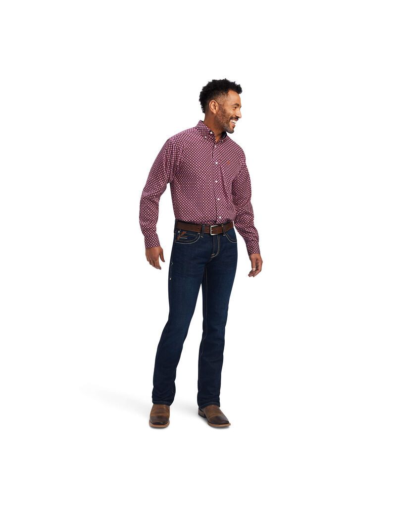 Ariat Wrinkle Free Deklan Classic Fit Shirt Pickled Beet | JXUOIF-971