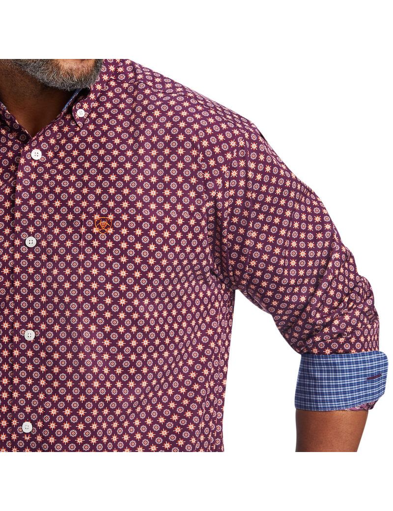 Ariat Wrinkle Free Deklan Classic Fit Shirt Pickled Beet | JXUOIF-971