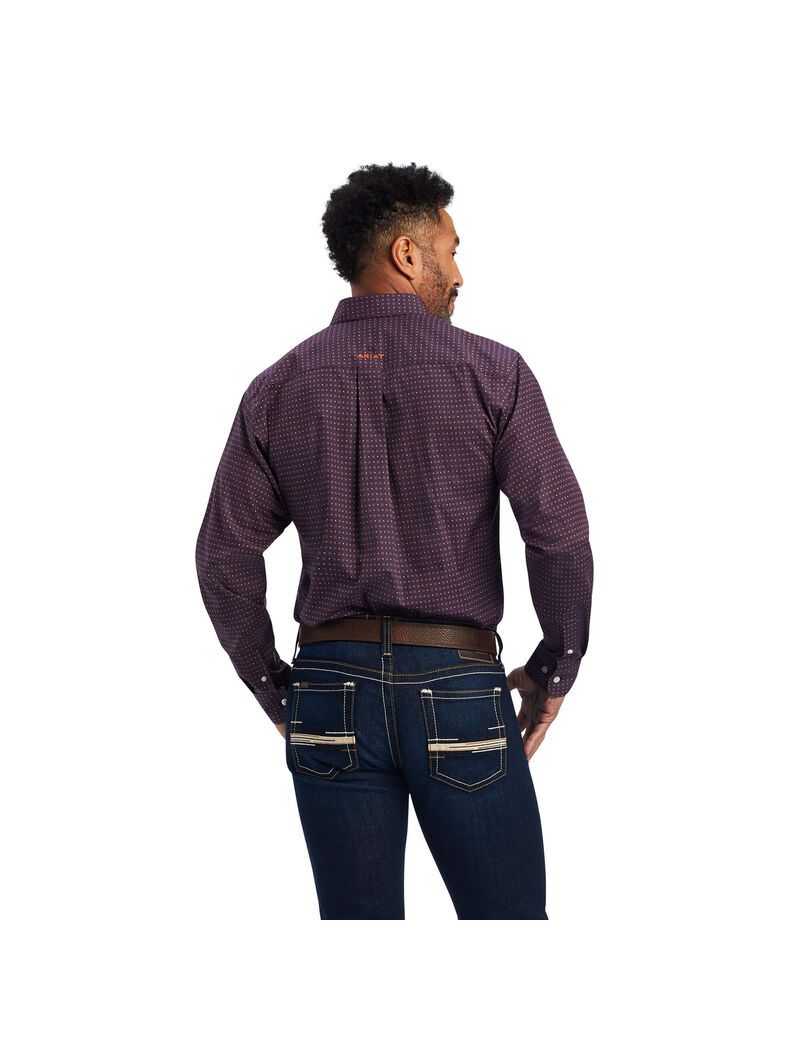 Ariat Wrinkle Free Dylen Fitted Shirt Claret | UVWYGN-036