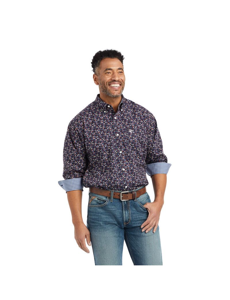 Ariat Wrinkle Free Elliott Classic Fit Shirt Black | DVKZLO-917