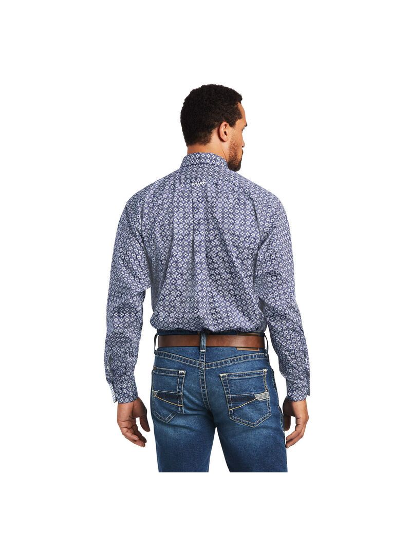 Ariat Wrinkle Free Ernest Classic Fit Shirt Nocturnal Blue | RWVEOQ-490