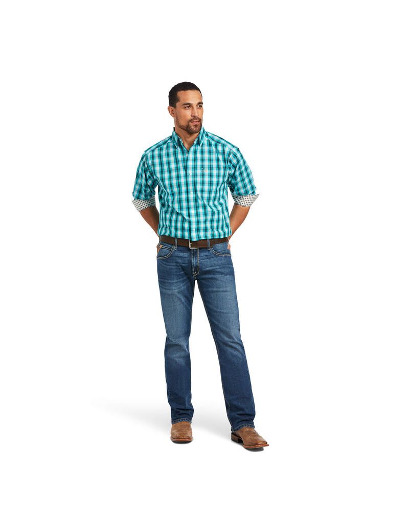 Ariat Wrinkle Free Hank Classic Fit Shirt Bachelor Button | TZJSFK-517