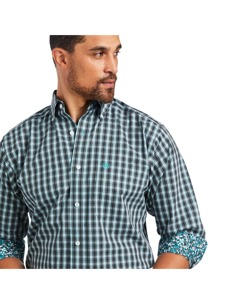 Ariat Wrinkle Free Houston Fitted Shirt Bachelor Button | GOTVMA-213