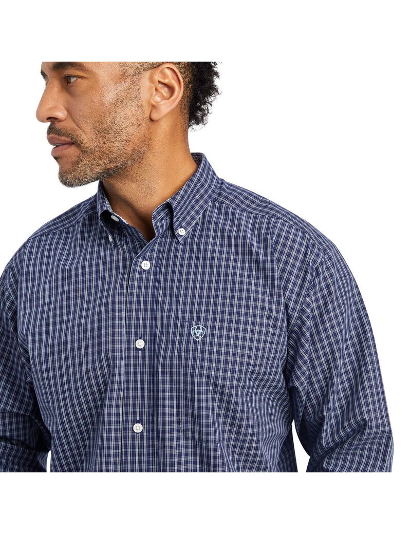 Ariat Wrinkle Free Immanuel Fitted Shirt Midnight Sail | JEBSZD-483