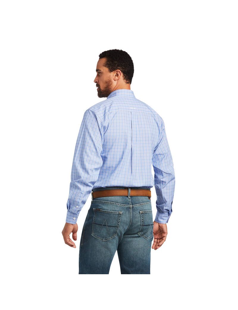 Ariat Wrinkle Free Noah Fitted Shirt Strong Blue | UQFNWV-601