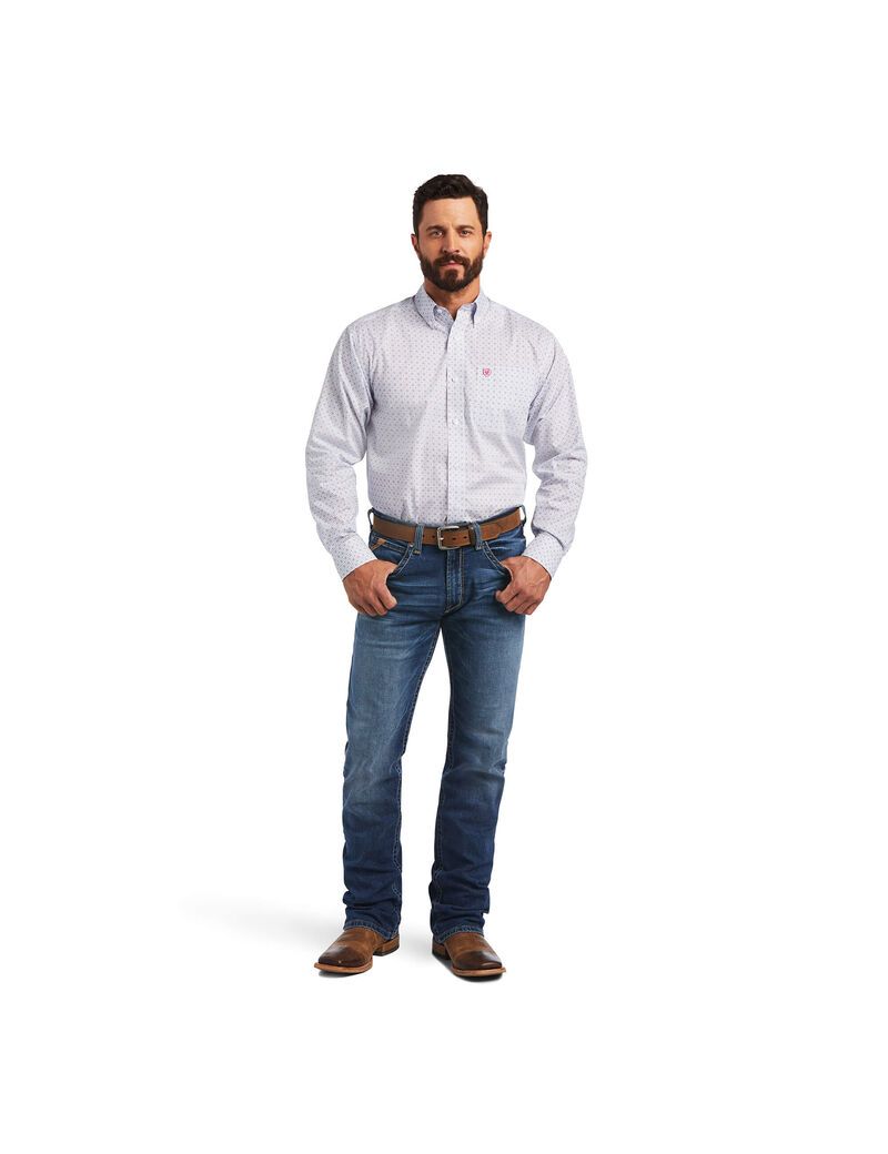 Ariat Wrinkle Free Sloan Classic Fit Shirt White | UWDXFJ-479