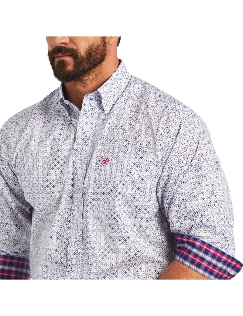 Ariat Wrinkle Free Sloan Classic Fit Shirt White | UWDXFJ-479