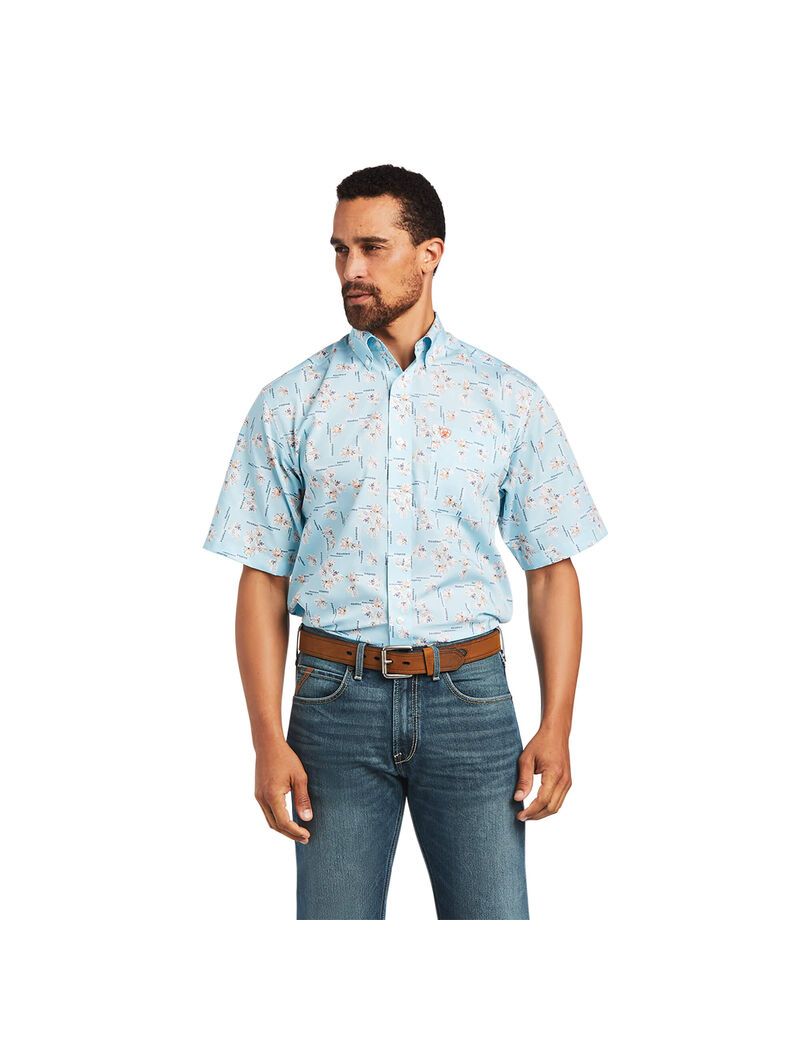 Ariat Wrinkle Free Yariel Classic Fit Shirt Crystal Blue | VCPKZJ-139