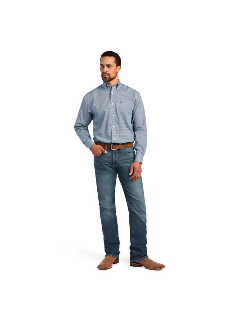 Ariat Wrinkle Free Yoel Classic Fit Shirt Odyssey Gray | BTLQIY-805