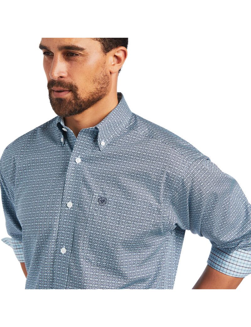 Ariat Wrinkle Free Yoel Classic Fit Shirt Odyssey Gray | BTLQIY-805