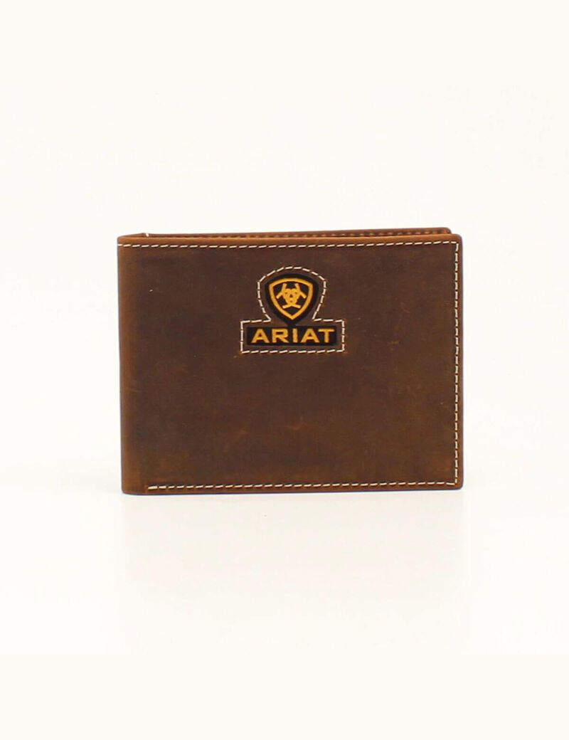 Ariat Yellow logo bifold wallet Brown | KZLJYV-379